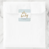 Blauw & Goud Modern Stripes Jongen Baby shower Fav Vierkante Sticker (Tas)