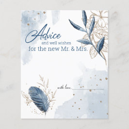 Blauw Goud Moderne Bloemrijke Elegante Advieskaart