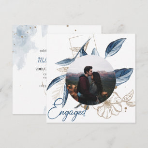 Blauw Goud Moderne Bloemrijke Elegante Glitter Ver