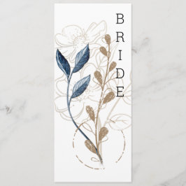 Blauw Goud Moderne Bloemrijke Elegante Stoelkaart Menu
