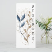 Blauw Goud Moderne Bloemrijke Elegante Stoelkaart Menu (Staand voorkant)