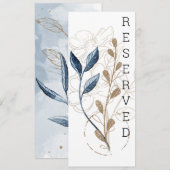 Blauw Goud Moderne Bloemrijke Elegante Stoelkaart Menu (Voorkant / Achterkant)
