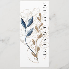 Blauw Goud Moderne Bloemrijke Elegante Stoelkaart Menu