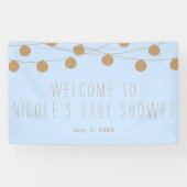 Blauw & Goud Moderne Slinger Licht Baby Shower Ban Spandoek (Horizontaal)