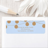 Blauw & Goud Moderne Slingerlichten Shower Uitnodi Etiket (Insitu)