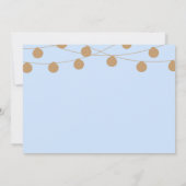 Blauw & Goud Moderne Slingerlichten Shower Uitnodi Kaart (Achterkant)