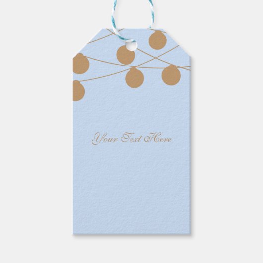 Blauw & Goud Moderne Slingerlichtjes Chic Feest Fa Cadeaulabel (Voorkant)