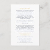 Blauw goud monogram bruiloft routebeschrijving en informatiekaartje (Achterkant)