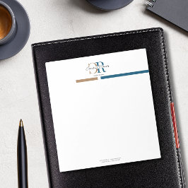 Blauw Goud Monogram Eenvoudig Modern Notitieblok