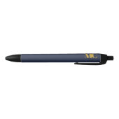 Blauw Goud Monogram Elegante Moderne Zwarte Inkt Pen (Bodem)