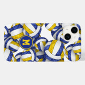 Blauw goud monogram meisjesvolleyballen patroon Case-Mate iPhone case (Achterkant (horizontaal))
