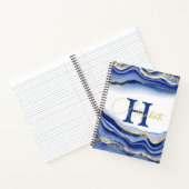 Blauw Goud Monogram Schetsboek Notitieboek Dagboek (Binnen)