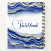 Blauw Goud Monogram Schetsboek Notitieboek Dagboek (Achterkant)