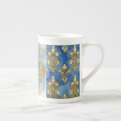 Blauw Goud Mozaik Art, stijl, Mok (Rechts)