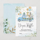 Blauw Goud Oerwoud Safari Dieren Luier Raffle Informatiekaartje (Voorkant / Achterkant)