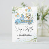 Blauw Goud Oerwoud Safari Dieren Luier Raffle Informatiekaartje (Staand voorkant)