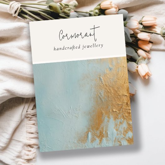 Blauw Goud Olie Verf Textuur Blank Sieraden Displa Visitekaartje