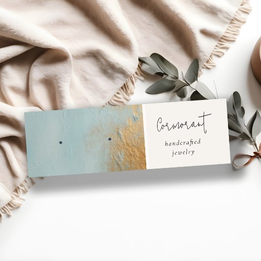 Blauw Goud Olie Verf Textuur Oorbel Stud Houder Mini Visitekaartje