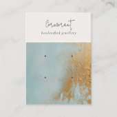 Blauw Goud Olieverf Textuur 2 Oorbel Houder Visitekaartje (Voorkant)