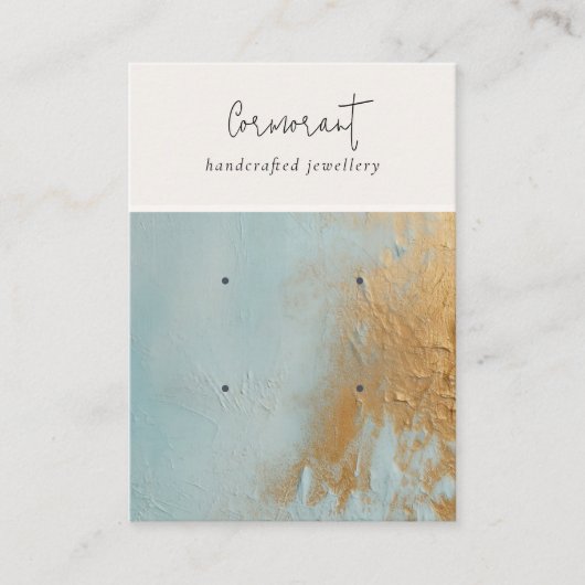 Blauw Goud Olieverf Textuur 2 Oorbel Houder Visitekaartje (Voorkant)