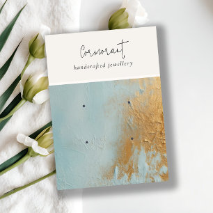 Blauw Goud Olieverf Textuur 2 Oorbel Houder Visitekaartje