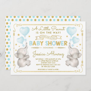 Blauw Goud Olifant Baby shower Jongen Oerwoud Uitn Kaart