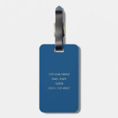 Blauw Goud Olifant Monogram Bagagelabel (Achterkant verticaal)