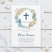 Blauw & Goud Onder de Zee Krans Doop Kaart