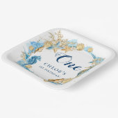 Blauw & Goud Onder het Zee Verjaardag Papieren Bordje (Gebogen)