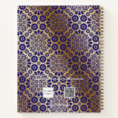 Blauw goud oosterse naam script notitieboek (Achterkant)