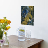 Blauw goud op zwarte Abstracte kunst Folie Afdrukken (Laag (Keuken))