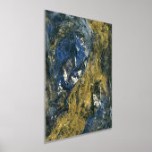 Blauw goud op zwarte Abstracte kunst Folie Afdrukken (Laagn)