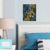 Blauw goud op zwarte Abstracte kunst Folie Afdrukken (Insitu (Slaapkamer))