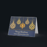 Blauw Goud Ornamenten Brother Christmas Kaart<br><div class="desc">Vrolijk kerstfeest voor broertje kaart in modern marineblauw met gouden glitter kerst ornamenten.</div>