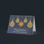 Blauw Goud Ornamenten Brother Christmas Kaart<br><div class="desc">Vrolijk kerstfeest voor broertje kaart in modern marineblauw met gouden glitter kerst ornamenten.</div>