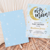 Blauw Goud Over De Maan Baby shower Kaart