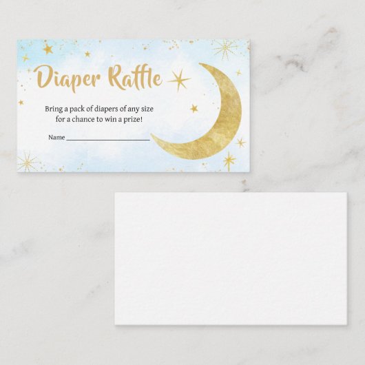 Blauw Goud Over De Maan Baby shower Luier Raffle Informatiekaartje (Voorkant / Achterkant)