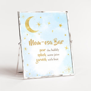 Blauw Goud Over De Maan Baby shower Moeder Osa Bar Poster