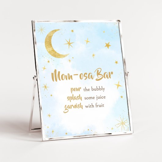 Blauw Goud Over De Maan Baby shower Moeder Osa Bar Poster