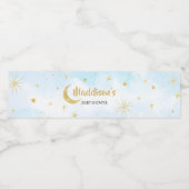 Blauw Goud Over De Maan Baby shower Waterfles Etiket (Enkel label)