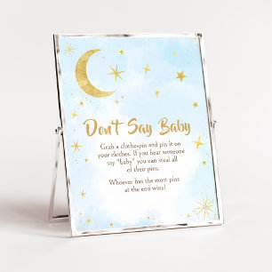 Blauw goud over de maan Baby shower zeg geen Baby Poster