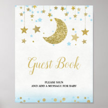 Blauw goud over het Baby shower van het Moon Guest