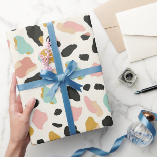 Blauw Goud Pastel Luipaard Vlekken Cadeaupapier