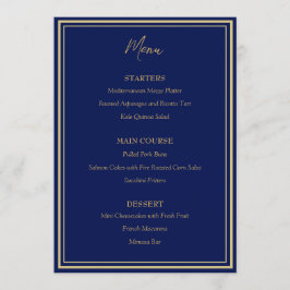 Blauw Goud Pauw Art Nouveau Huwelijk Flat Menu