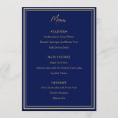 Blauw Goud Pauw Art Nouveau Huwelijk Flat Menu (Voorkant)