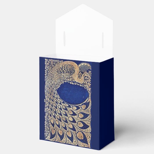 Blauw Goud Pauw Art Nouveau Wedding Favoriet Box Bedankdoosjes (Geopend)