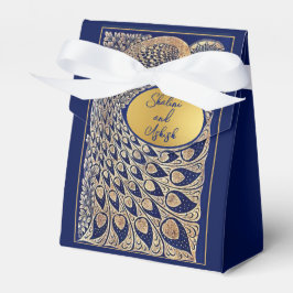 Blauw Goud Pauw Art Nouveau Wedding Favoriet Box Bedankdoosjes