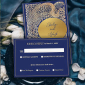 Blauw Goud Pauw Indiase bruiloft RSVP Kaartje