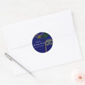 Blauw & Goud Pauw Masquerade Feest Custom Favor Ronde Sticker (Envelop)