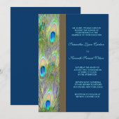 Blauw Goud Pauw Veren Trouwen Kaart (Voorkant / Achterkant)